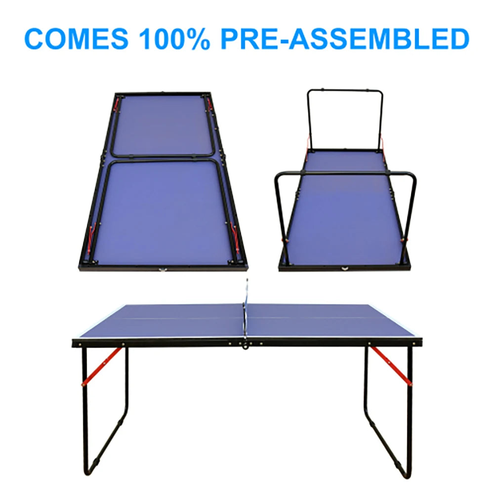 Table de Ping-Pong Pliable 137,2 cm / 4,5 FT – Modèle Portable avec Filet, 2 Raquettes et 3 Balles pour Intérieur