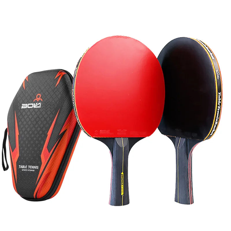 Raquettes de Tennis de Table 6 Étoiles – Set Professionnel 2 Pièces avec Revêtement Pimples-In et Housse