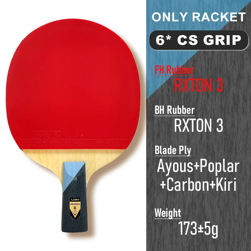Raquette de Ping-Pong LOKI Dragon Series – Professionnelle, 6 à 10 Étoiles, Pour Tous Niveaux