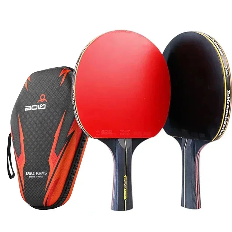 Raquettes de Tennis de Table 6 Étoiles – Set Professionnel 2 Pièces avec Revêtement Pimples-In et Housse