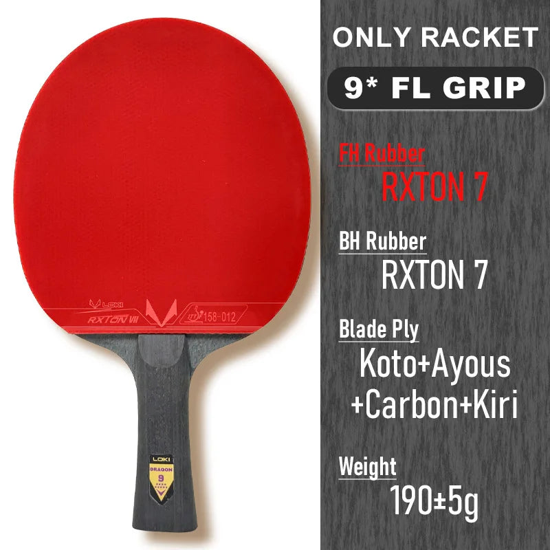 Raquette de Ping-Pong LOKI Dragon Series – Professionnelle, 6 à 10 Étoiles, Pour Tous Niveaux