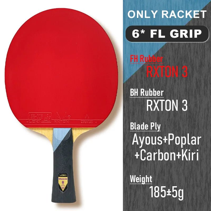 Raquette de Ping-Pong LOKI Dragon Series – Professionnelle, 6 à 10 Étoiles, Pour Tous Niveaux