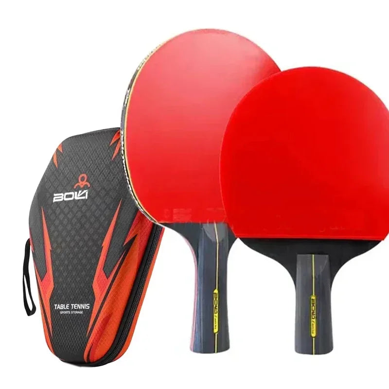 Raquettes de Tennis de Table 6 Étoiles – Set Professionnel 2 Pièces avec Revêtement Pimples-In et Housse