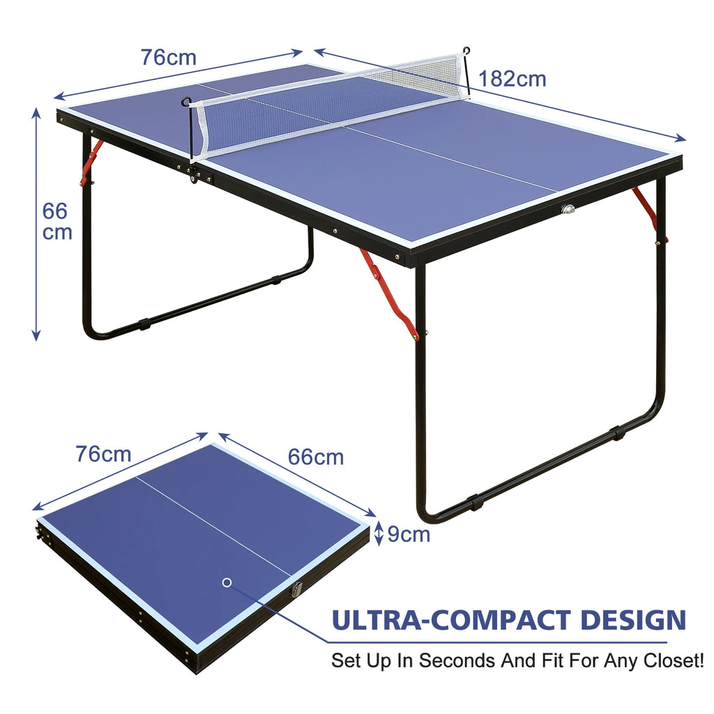 Table de Ping-Pong Pliable 137,2 cm / 4,5 FT – Modèle Portable avec Filet, 2 Raquettes et 3 Balles pour Intérieur